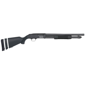 Mossberg 51607 590S Compact 12 Gauge Pump 3 in 5+1 18.50 in Matte Blued Steel Barrel, Black Drilled & Tapped Receiver, Adjustable LOP Black Synthetic Stock