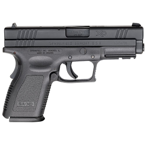 Springfield Armory XD9645 XD *CA Compliant Compact Frame 45 ACP 10+1, 4 in Black Melonite Steel Barrel, Black Melonite Serrated Steel Slide, Black Polymer Frame w/Picatinny Rail, Pistol