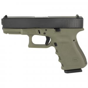 Glock 19, Semi-auto, Safe Action, Compact, 9MM, 4.02 in Barrel, Glock OEM Rail, Cerakote Finish, Moss Green Frame with Black Slide, 15 Rounds, 2 Mags PI1950204-MGFR - Glock