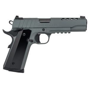 Tisas 10100537 1911 Night Stalker Full Size 10mm Auto 8+1, 5 Black Steel Ramped Barrel, Platinum Grey Cerakote Ported/Serrated Slide, Platinum Grey Cerakote Steel Frame w/Pic Rail & Beavertail, Ambi, Pistol