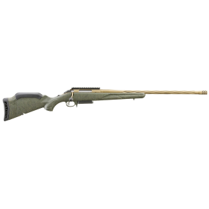 Ruger 46945 American Predator Gen II 300 Win Mag 3+1 22 in Burnt Bronze Cerakote Spiral Fluted/Threaded Barrel, Picatinny Rail Steel Receiver, Green Splatter Adjustable Synthetic Stock