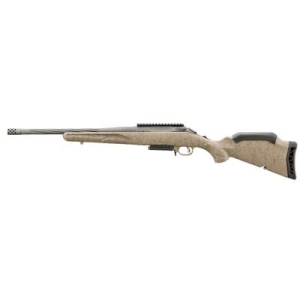 Ruger American Rifle Ranch, Generation II, Bolt Action Rifle, 6.5 Creedmoor, 16.1 in Spiral Fluted Barrel, 1:8 Twist, Threaded 5/8 in-24, Muzzle Brake, Cerakote Finish, Cobalt, Flat Dark Earth Splatte
