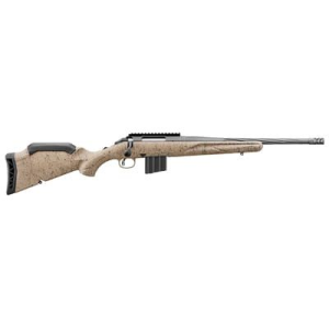 Ruger American Rifle Ranch, Generation II, Bolt Action Rifle, 6MM ARC, 16.1 in Spiral Fluted Barrel, 1:7.7 Twist, Threaded 5/8 in-24, Muzzle Brake, Cerakote Finish, Cobalt, Flat Dark Earth Splatter Sy
