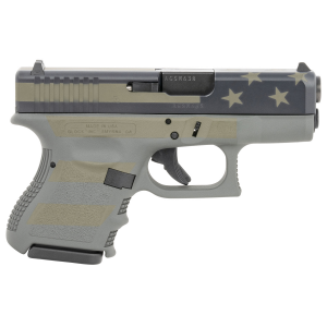 Glock UI2650204-OP G26 Gen3 Subcompact 9mm Luger Caliber with 3.43 in Barrel, 10+1 Capacity, Overall Operator Flag Cerakote Finish, Rough Textured Interchangeable Backstraps Grip - Glock