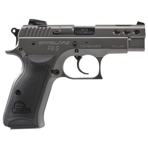 SAR USA P8SST P8S Compact 9mm Luger 17+1 3.80 in Black Ported Steel Barrel, Stainless Steel Ported/Serrated Slide, Stainless Steel Frame w/Beavertail, Black Polymer Grip, Manual Thumb Safety, Right Hand, Pistol