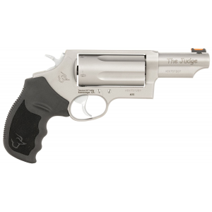 Taurus 24410P39MAG Judge Magnum Compact Frame 45 Colt (LC)/410 Gauge 5 Shot, 3 Matte Stainless Stainless Steel Barrel, Cylinder & Frame, Black Rubber Grip, Features Taurus Optic Ready Option
