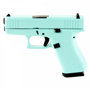 Glock 43X, Semi-auto, Striker Fired, Sub-Compact, 9MM, 3.41 in, Robins Egg Blue, 10 Rounds, 2 Mags, Fixed Sights, Polymer, Skydas Cerakote UX4350204-REB - Glock