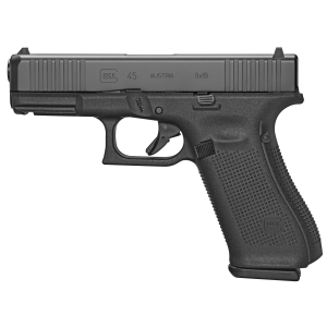Glock 45, Striker Fired, Semi-automatic, Polymer Frame Pistol, Compact, 9MM, 4.02 in Barrel, nDLC Finish, Black, Fixed Sights, 17 Rounds, 2 Magazines, Right Hand G4517AUT - Glock