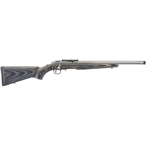 Ruger 8369 American Rimfire Target Full Size 17 HMR 9+1 18 in Satin Stainless Threaded Bull Barrel, Satin Stainless Scope Rail Receiver, Black Laminate Fixed Stock, Right Hand, Rifle