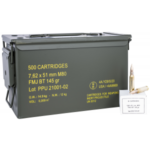 PPU Pprm762m Rangemaster 7.62x51mm Nato 145 Gr Full Metal Jacket Boat Tail/ 500 Per Box