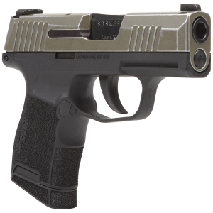 Sig Sauer 3659BXR3DC P365 Micro-Compact 9mm Luger 10+1 3.10 in Carbon Steel Barre, ODG Distressed Serrated SS Slide, Black Nitron Stainless Steel Frame Black Polymer Grips