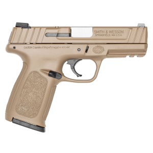 Smith & Wesson 13656 SDVE Compact 40 S&W 14+1 4 in Stainless Flat Dark Earth Cerakote Serrated Slide, Flat Dark Earth Cerakote Polymer Frame w/Picatinny Rail, FDE Textured Polymer Grips, Right Hand