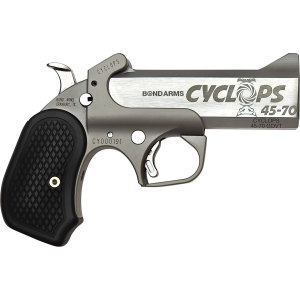 Bond BACY Cyclops 45-70 Gov 1rd Shot 4.25 Stainless Stainless Steel Barrel Matte Stainless Black Extended B6 Resin Grips, Break-Action Handgun