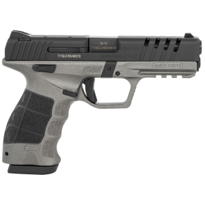 SAR USA SAR9XCKBL SAR9X 9mm Luger 17+1/19+1, 4.40 in Black Steel Barrel, Black Lightening Cut/Serrated Steel Slide, Platinum Cerakote Polymer Frame w/Picatinny Rail, Black Polymer Grip, Manual Thumb Safety, Right Hand, Pistol