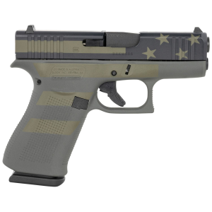 Glock PX4350204OP G43X Subcompact MOS 9mm Luger Caliber with 3.41 in Barrel, 10+1 Capacity, Overall Operator Flag Cerakote, Serrated Steel Slide, & Rough Textured Interchangeable Backstraps Grip - Glock
