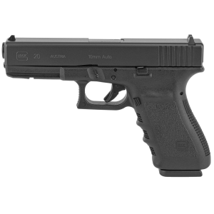 Glock 20, Safe Action, Compact Pistol, 10MM, 4.6 in Barrel, Polymer Frame, Matte Finish, Fixed Sights, 15Rd, 2 Magazines, Glock OEM Rail, Rebuilt PR20505 - Glock