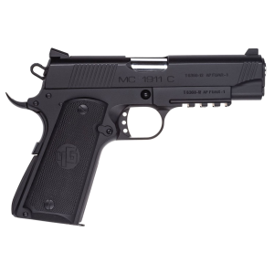 EAA GIRSAN 390050 MC1911 C Carry Frame 9mm Luger 9+1, 4.40 in Black Steel Barrel, Blued Serrated Steel Slide, Black Steel Frame w/Beavertail & Picatinny Rail, Checkered Laminate Grip, Pistol - Eaa