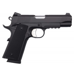 Tisas 1911CB9R 1911 Carry 9mm Luger Caliber with 4.25 in Barrel, 9+1 Capacity, Black Cerakote Steel with Picatinny Rail & Beavertail Frame, Serrated Black Cerakote Steel Slide, & Black Polymer Grip - Tisas