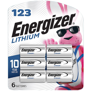 Energizer EL123BP6 123 Lithium Battery Silver 3.0 Volt 1,500 mAH Qty (24) 6 Pack - Rayovac