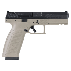 CZ-USA 89541 P-10 F 9mm Luger 4.50 in 19+1 Flat Dark Earth Polymer Frame Black Steel Slide Flat Dark Earth Interchangeable Backstrap Grip Reversible Mag Release