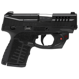 Savage Arms 67046 Stance 9mm Luger 3.20 in 7+1,10+1 Black Frame with MS Black Stainless Steel Ported Slide Black Interchangeable Backstrap Grip Includes Laser, 2 Mags & Hard Case