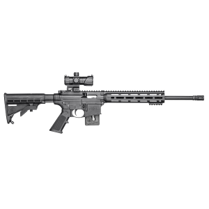 Smith & Wesson 12723 M&P15 Sport OR 22 LR 10+1 16.50 in Carbon Steel Barrel, Adjustable 6 Position Stock, M&P100 4MOA Red/Green Dot, A2 Flash Hider, Functioning Charging Handle, 2 Position Safety, Rifle