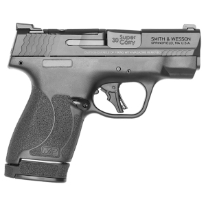 Smith & Wesson 13473 M&P Shield Plus Micro-Compact Frame 30 Super Carry 13+1/16+1, 3.10 in Black Armornite Stainless Steel Barrel & Optic Ready/Serrated Slide, Black Polymer Frame & Textured Polymer Grip, Thumb Safety, Pistol