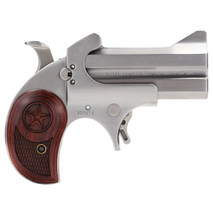 Bond Arms BACD Cowboy Defender 357 Mag/38 Sp 2rd 3 in Barrel, Stainless Metal Finish, Blade Front/Fixed Rear Sights, Laminated Rosewood Grip, No Trigger Guard, Break-Action, Handgun
