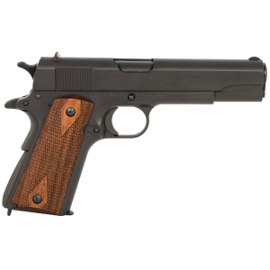 Tisas 10100543 1911 A1 U.S.M.C. Full Size 45 ACP 7+1 5in Manganese Phosphate Coated Barrel, Serrated Slide  Steel Frame w/Beavertail Checkered Walnut Grips - Sds