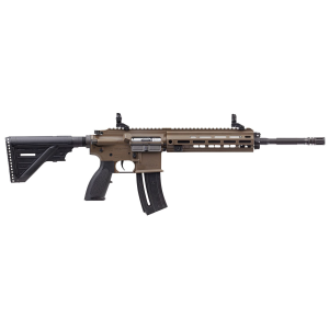 H&K 81000528 H&K 416 Sports South Exclusive 22 LR 20+1 16.10 in Black Steel Threaded Barrel Aluminum w/M-LOK & Picatinny Rail FDE Aluminum Receiver Black Retractable Stock Right Hand, Rifle