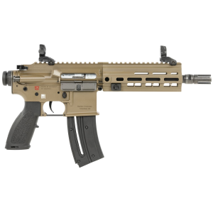 H&K 81000531 416 Sports South Exclusive 22 LR 10+1 8.50 in Black Steel Threaded Barrel, FDE Aluminum w/M-LOK & Picatinny Rail Receiver, Black Polymer Grip, Right Hand, Pistol