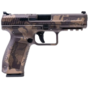 Canik HG4865WBN TP9SF 9mm Luger 18+1 (2) 4.46 in, Woodland Bronze Camo, Picatinny Rail Frame with Interchangeable Backstrap, Fiber Optic Sights, Includes Holster