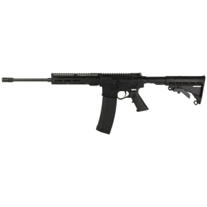 American Tactical Alpha-15, Semi-auto Rifle, 223 Remington/556NATO, 16 in Pencil Profile Barrel, 1:8 Twist, Matte Finish, Black, Polymer Grip, Collapsible Stock, Front/Rear Flip Up Sights, 8 in Mlok R