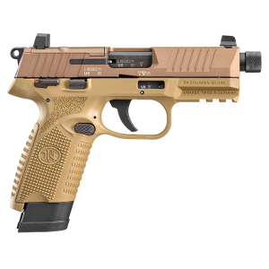 FN 66101009 502 Tactical 22 LR 10+1 4.60 in Black Steel Threaded Barrel, FDE Optic Ready/Serrated Slide & Polymer Frame w/Picatinny Rail, FDE Textured Polymer Grip, Pistol