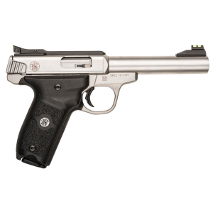 Smith & Wesson 108490 SW22 Victory Full Size Frame 22 LR 10+1, 5.50 in Silver Match Grade Barrel, Satin Serrated Slide & Frame, Black Textured Grip, Thumb Safety, Pistol