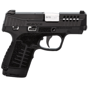 Savage Arms 67036 Stance 9mm Luger 3.20 in 7+1,10+1 Black Frame with MS Black Stainless Steel Ported Slide Black Interchangeable Backstrap Grip Tritium Night Sights Includes 2 Mags & Hard Case