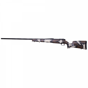 Weatherby Mark V High Country, Bolt Action Rifle, 28 Nosler, 26 in Spiral Fluted #2 Contour Barrel, Threaded 1/2-28, 1:9 in Twist, Deep Fluted Bolt, Cerakote Finish, Graphite Black, Peak 44 Bastion Ca - Weatherby