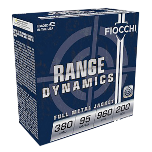 Fiocchi 380ARD Range Dynamics 380 ACP 95 gr Full Metal Jacket 200 Per Box/ 5 Cs - Fiocchi