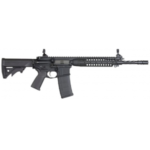LWRC M6 IC Enhanced Gas Piston Carbine ICER5B16, 5.56 NATO, 16.1 in Spiral Fluted BBL, LWRCI Stock, Skirmish Folding Sights, 9 in Modular Rail, Black Finish, Adj Gas Block, 30 Rds