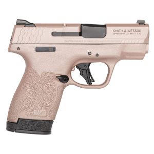 Smith & Wesson Shield Plus, M&P9, Semi-auto, Striker Fired Polymer Frame Pistol, Micro-Compact, 9MM, 3.1 in Barrel, Cerakote Finish, Rose Gold, White Dot Sights, Manual Thumb Safety, Flat Face Trigger, 2 Mags, (1) 10-Round (1) 13-Round 14026