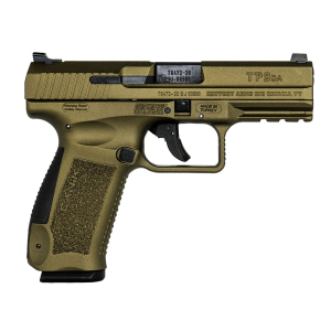 Canik HG4873BN TP9DA 9mm Luger 18+1 4.07 in Black Nitride Match Grade Barrel, Burnt Bronze Cerakote Serrated Steel Slide & Polymer Frame w/Picatinny Rail, Black Interchangeable Backstrap Grip, Pistol