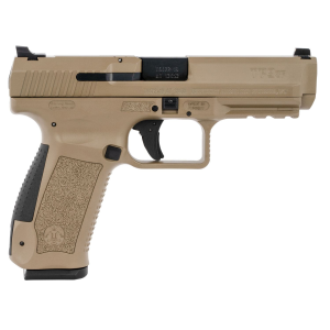 Canik HG4865DN TP9SF Full Size 9mm Luger 18+1 4.46 in Black Nitride Match Grade Barrel, FDE Cerakote Serrated Steel Slide & Polymer Frame w/Picatinny Rail, Black Interchangeable Backstrap Grip, Pistol