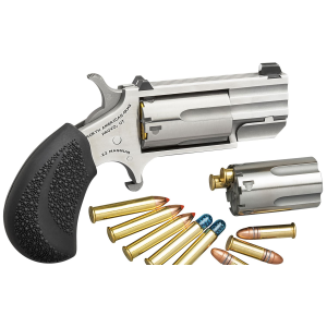 NAA PUG-DC Pug 22 LR,22 Mag 5 Round 1 in Stainless Steel Black Rubber Grip White-Dot Sights