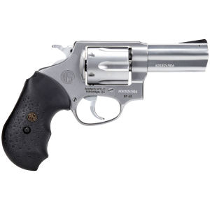Rossi 2RP639 RP63 Small Frame 357 Mag 6 Shot, 3 in Satin Stainless Steel Barrel, Cylinder & Frame, Black Textured Rubber Grip, Hammer Block Safety, Exposed Hammer , Revolver
