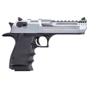 Magnum Research DE44L5BC Desert Eagle L5 44 Mag 8+1, 5 in Stainless Steel w/Integral Muzzle Brake & Picatinny Rail, Barrel Brushed Chrome Serrated Carbon Steel Slide, Black Anodized Aluminum Frame w/Beavertail, Black Hogue Finger Grooved Grip, Pistol