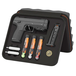 Byrna Technologies SX68300BLKPEPPER SD XL Kinetic Kit CO2 .68 Cal 5rd, Black Polymer, Picatinny Rail, Rubber Honeycomb Grip, C02 15 Projectiles Included (Pepper, Kinetic, Eco-Kinetic) - Byrna