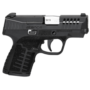Savage Arms 67037 Stance 9mm Luger 10+1/7+1 3.2 in Barrel, Black Polymer Frame, Serrated/Ported Black Nitride Slide, Interchangeable Backstraps, No Manual Safety, Night Sights, Pistol