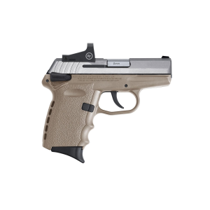 SCCY Industries CPX1TTDERD CPX-1 RD 9mm Luger Caliber with 3.10 in Barrel, 10+1 Capacity, FDE Finish Frame, Serrated/Optic Cut Stainless Steel Slide & Finger Grooved Polymer Grip Includes Crimson Trace CTS-1500 Red Dot, Pistol