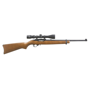 Ruger 31159 10/22 Carbine 22 LR 10+1 18.50 in Barrel, Satin Black Alloy Steel, Hardwood Stock, Cross-Bolt Manual Safety, Includes Viridian EON 3-9x40mm Scope, Rifle