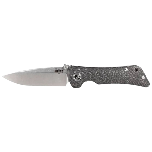 Southern Grind SG06030808 Spider Monkey 3.25 in Folding Drop Point Plain Damascus S35VN SS Blade/ 4.19 in Black Textured Carbon Fiber/Titanium Handle Includes Pocket Clip